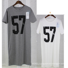 OEM High Quality Short Sleeve Loose Cotton Black Ladies Dress